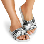 Diamond Print White Slide Sandals