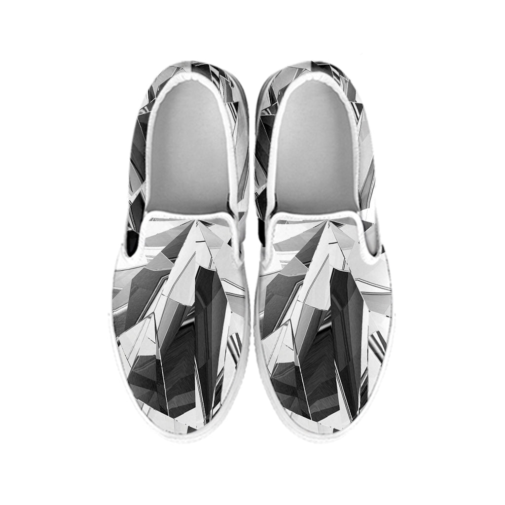 Diamond Print White Slip On Shoes