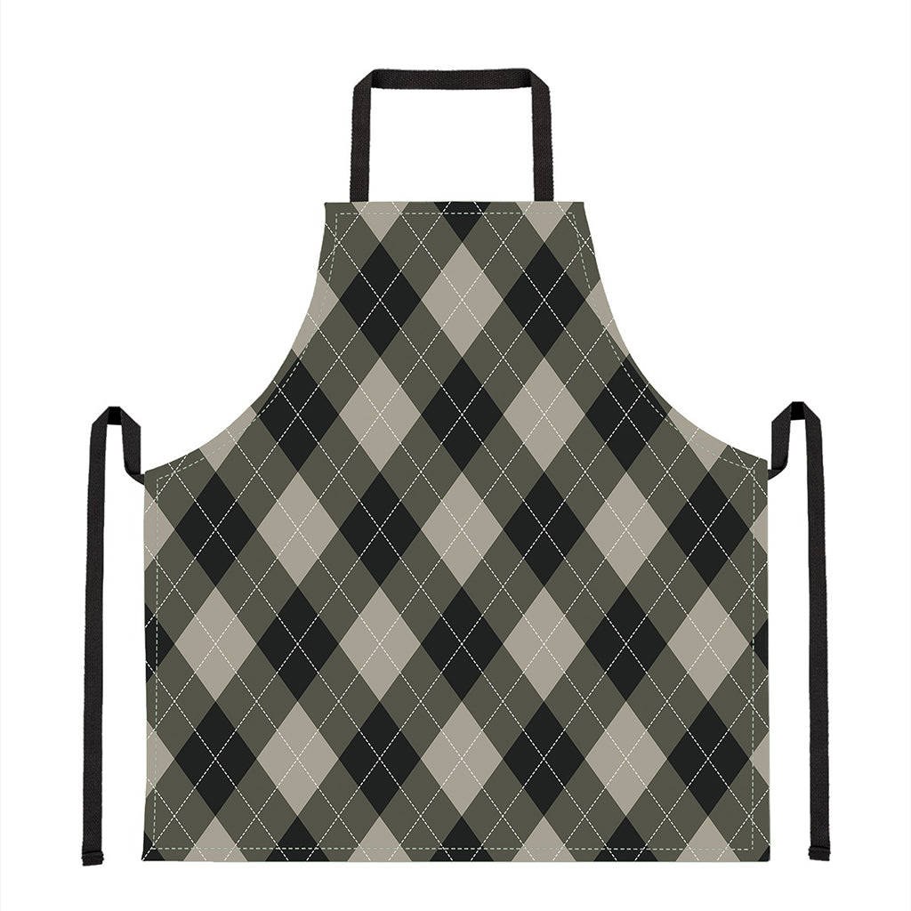 Diamond Shapes Argyle Pattern Print Apron