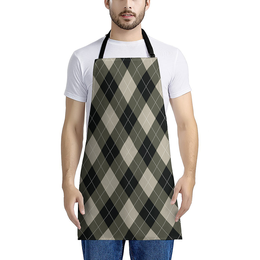 Diamond Shapes Argyle Pattern Print Apron