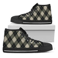 Diamond Shapes Argyle Pattern Print Black High Top Sneakers