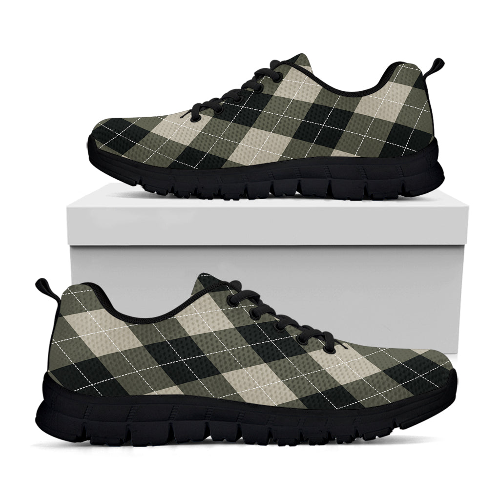 Diamond Shapes Argyle Pattern Print Black Sneakers