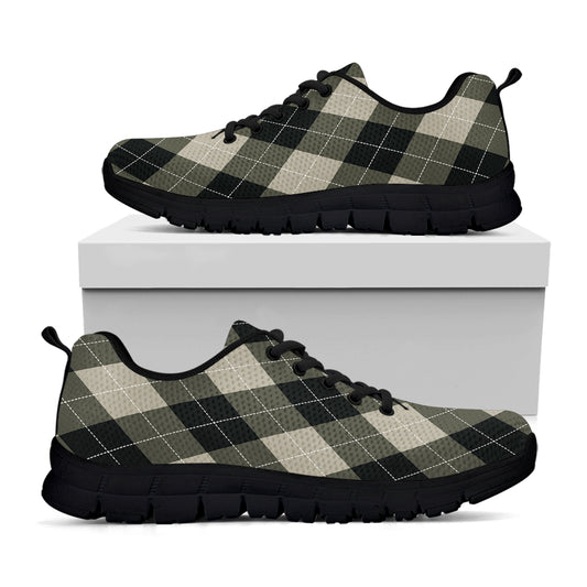 Diamond Shapes Argyle Pattern Print Black Sneakers