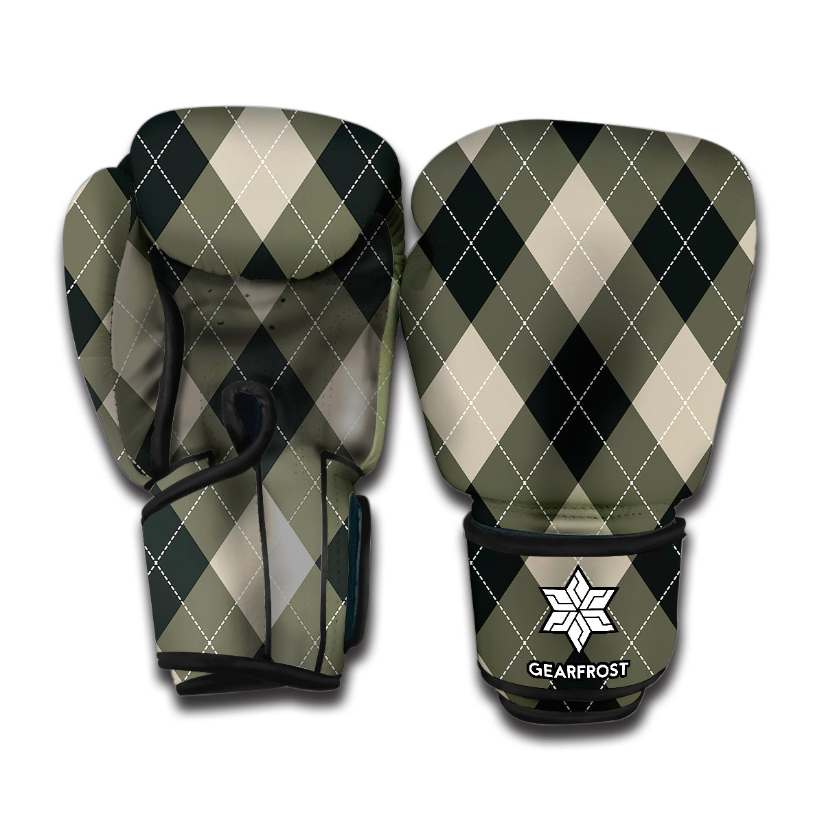 Diamond Shapes Argyle Pattern Print Boxing Gloves