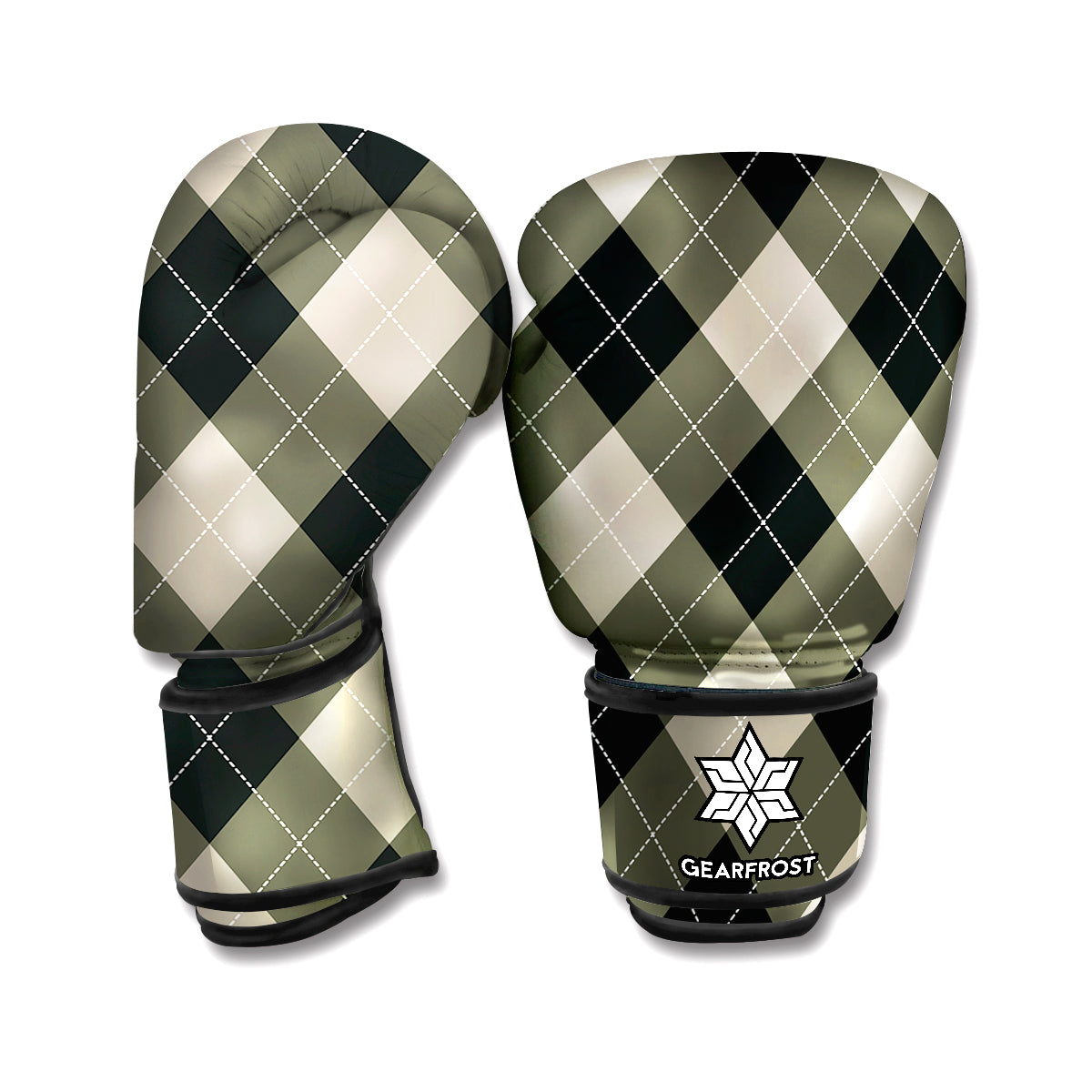 Diamond Shapes Argyle Pattern Print Boxing Gloves