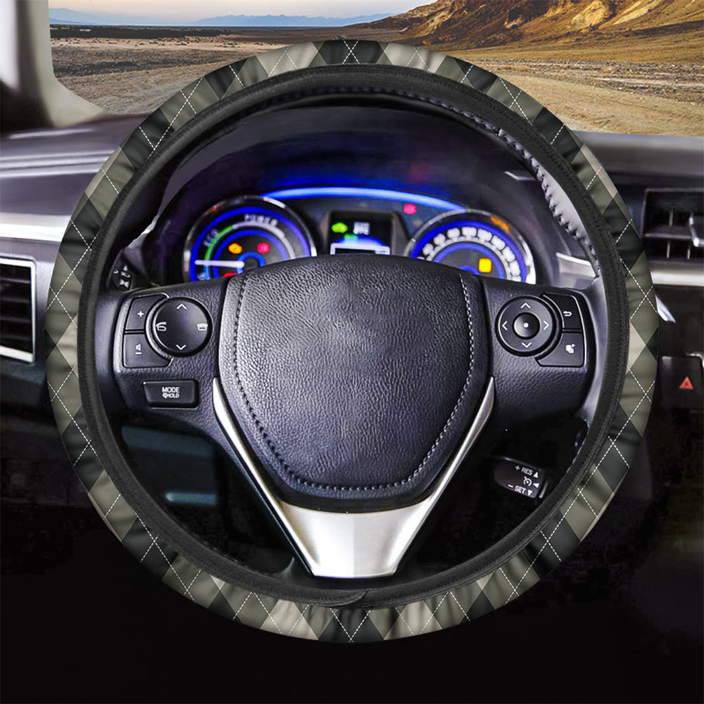 Diamond Shapes Argyle Pattern Print Car Steering Wheel Cover