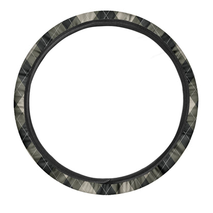 Diamond Shapes Argyle Pattern Print Car Steering Wheel Cover