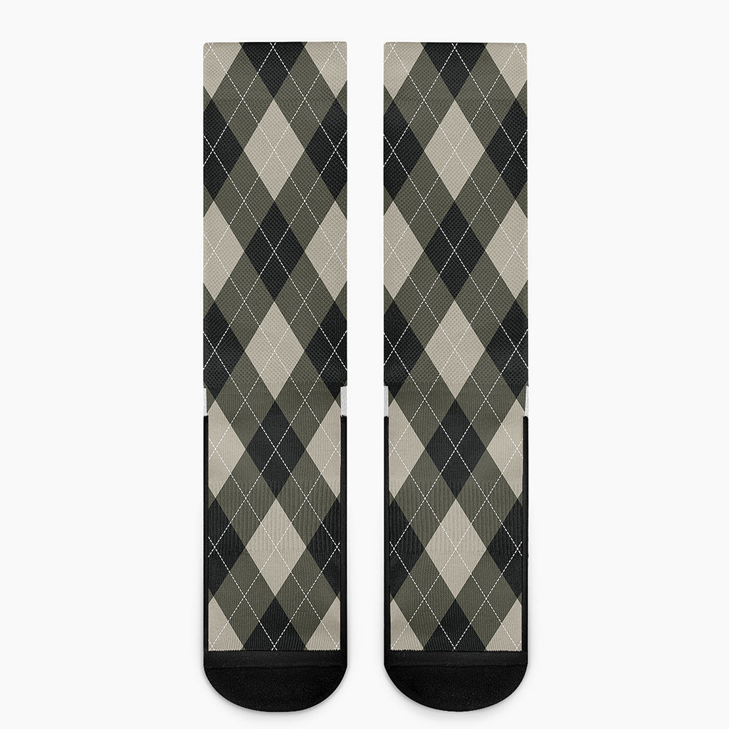 Diamond Shapes Argyle Pattern Print Crew Socks
