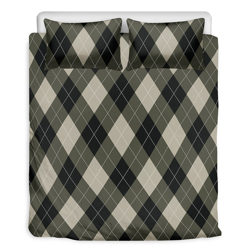 Diamond Shapes Argyle Pattern Print Duvet Cover Bedding Set