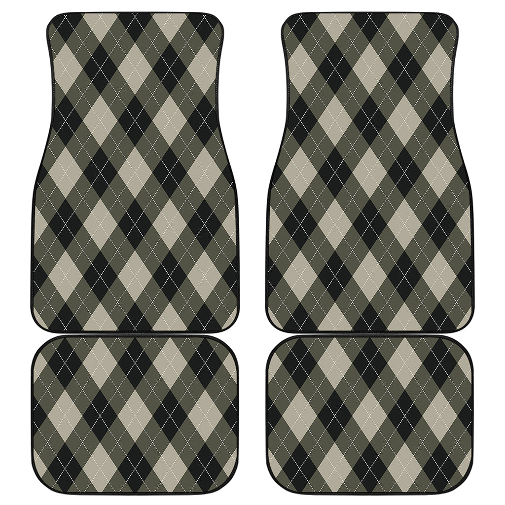 Diamond Shapes Argyle Pattern Print Front and Back Car Floor Mats