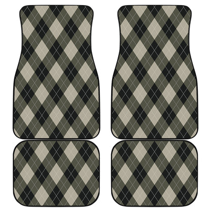 Diamond Shapes Argyle Pattern Print Front and Back Car Floor Mats