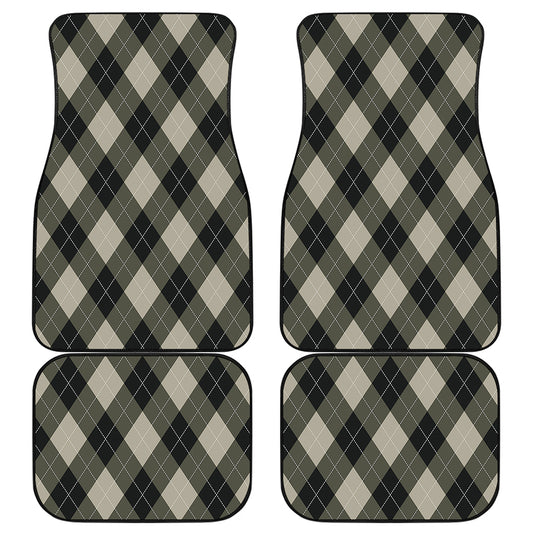 Diamond Shapes Argyle Pattern Print Front and Back Car Floor Mats