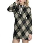 Diamond Shapes Argyle Pattern Print Hoodie Dress