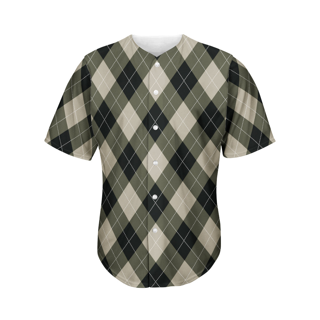 Diamond Shapes Argyle Pattern Print Men's Baseball Jersey