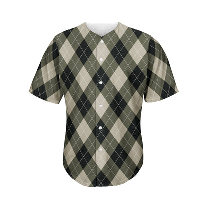 Diamond Shapes Argyle Pattern Print Men's Baseball Jersey