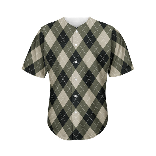 Diamond Shapes Argyle Pattern Print Men's Baseball Jersey