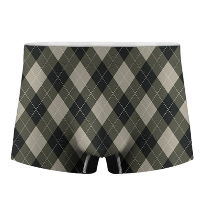 Diamond Shapes Argyle Pattern Print Men's Boxer Briefs