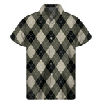 Diamond Shapes Argyle Pattern Print Men's Short Sleeve Shirt