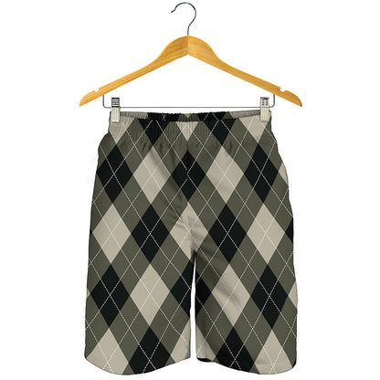 Diamond Shapes Argyle Pattern Print Men's Shorts