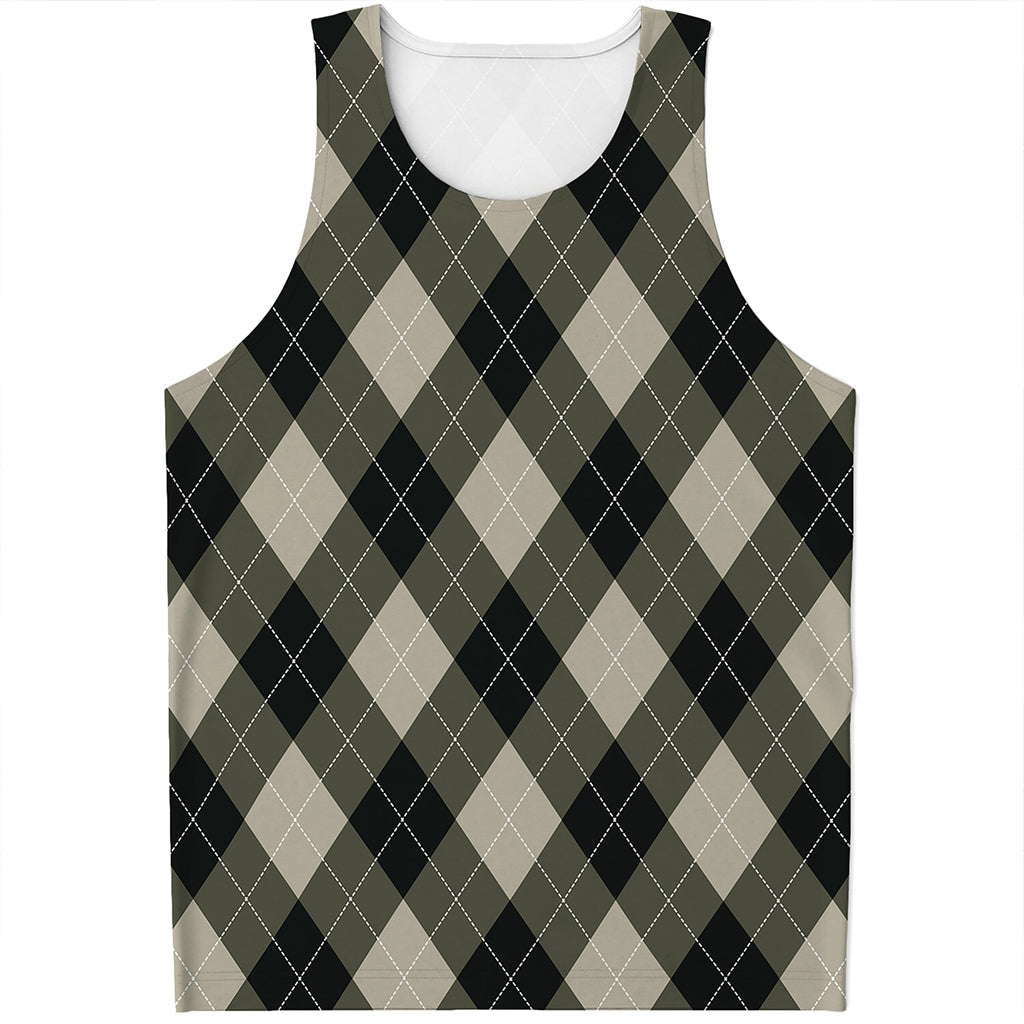 Diamond Shapes Argyle Pattern Print Men's Tank Top