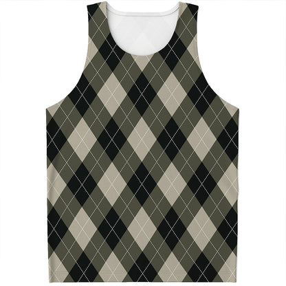 Diamond Shapes Argyle Pattern Print Men's Tank Top