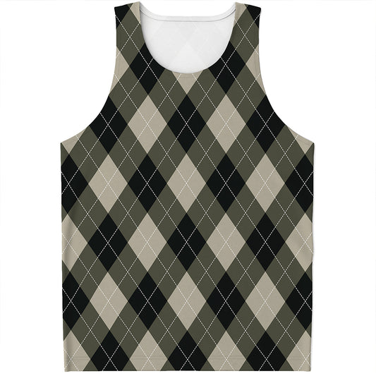 Diamond Shapes Argyle Pattern Print Men's Tank Top