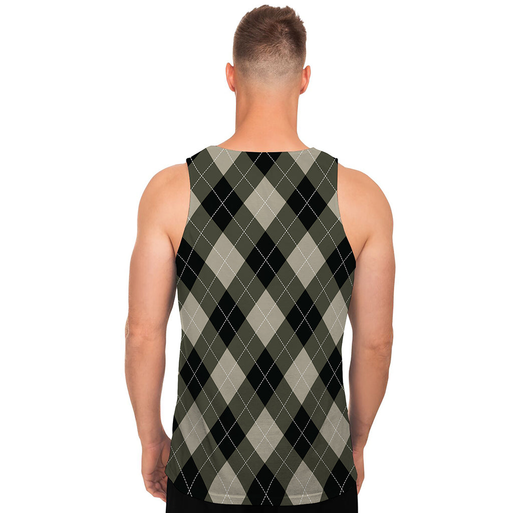 Diamond Shapes Argyle Pattern Print Men's Tank Top