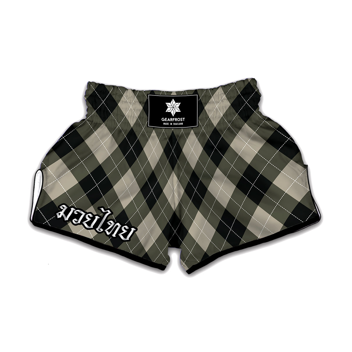 Diamond Shapes Argyle Pattern Print Muay Thai Boxing Shorts