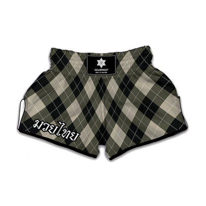 Diamond Shapes Argyle Pattern Print Muay Thai Boxing Shorts