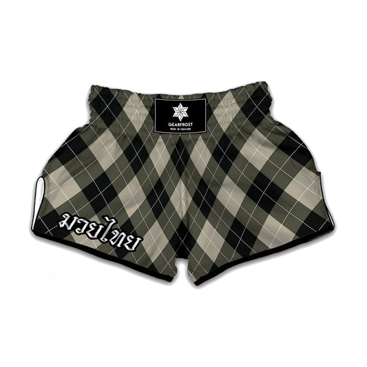 Diamond Shapes Argyle Pattern Print Muay Thai Boxing Shorts