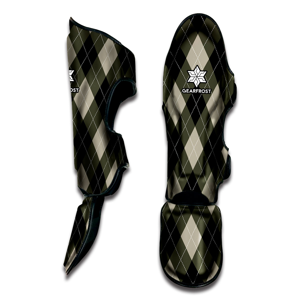 Diamond Shapes Argyle Pattern Print Muay Thai Shin Guard