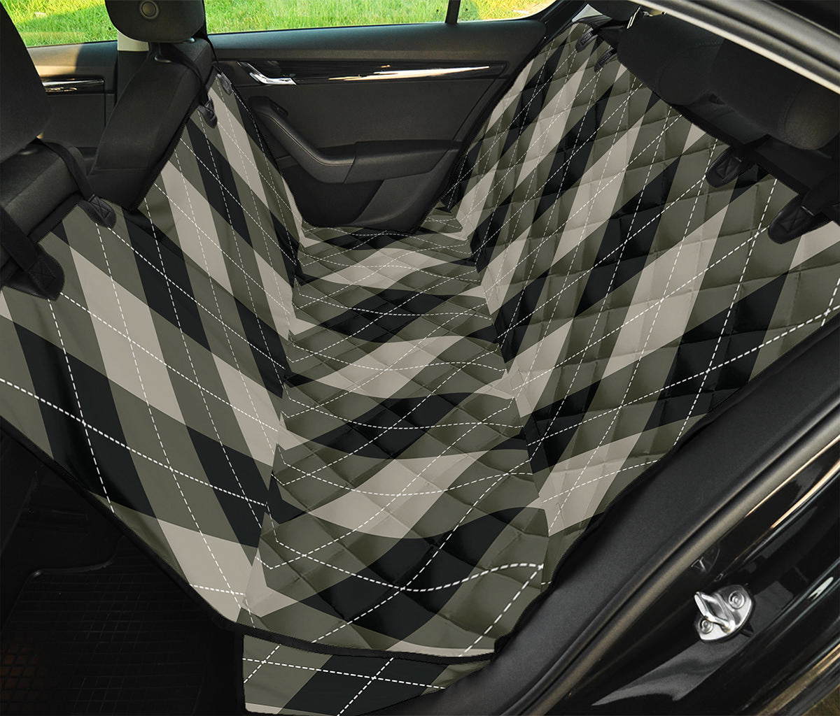 Diamond Shapes Argyle Pattern Print Pet Car Back Seat Cover