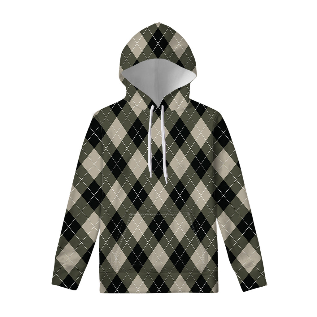 Diamond Shapes Argyle Pattern Print Pullover Hoodie