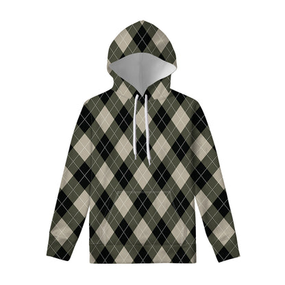 Diamond Shapes Argyle Pattern Print Pullover Hoodie