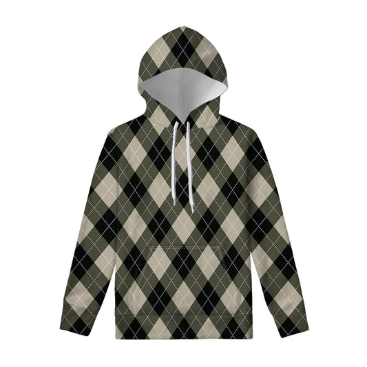 Diamond Shapes Argyle Pattern Print Pullover Hoodie