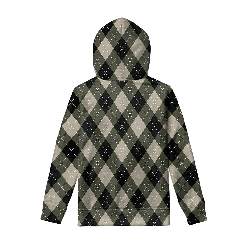 Diamond Shapes Argyle Pattern Print Pullover Hoodie