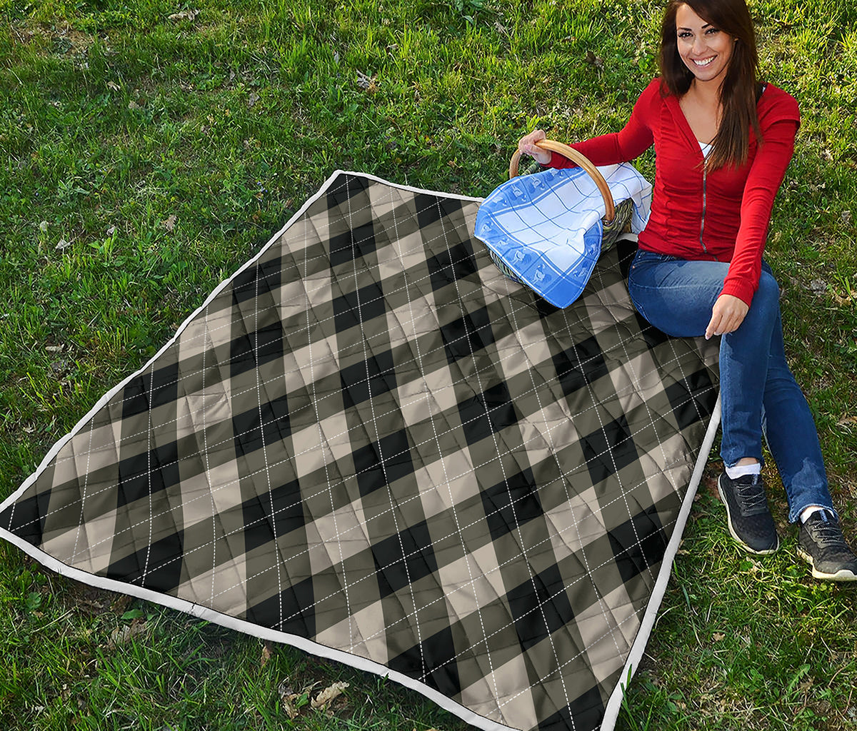 Diamond Shapes Argyle Pattern Print Quilt