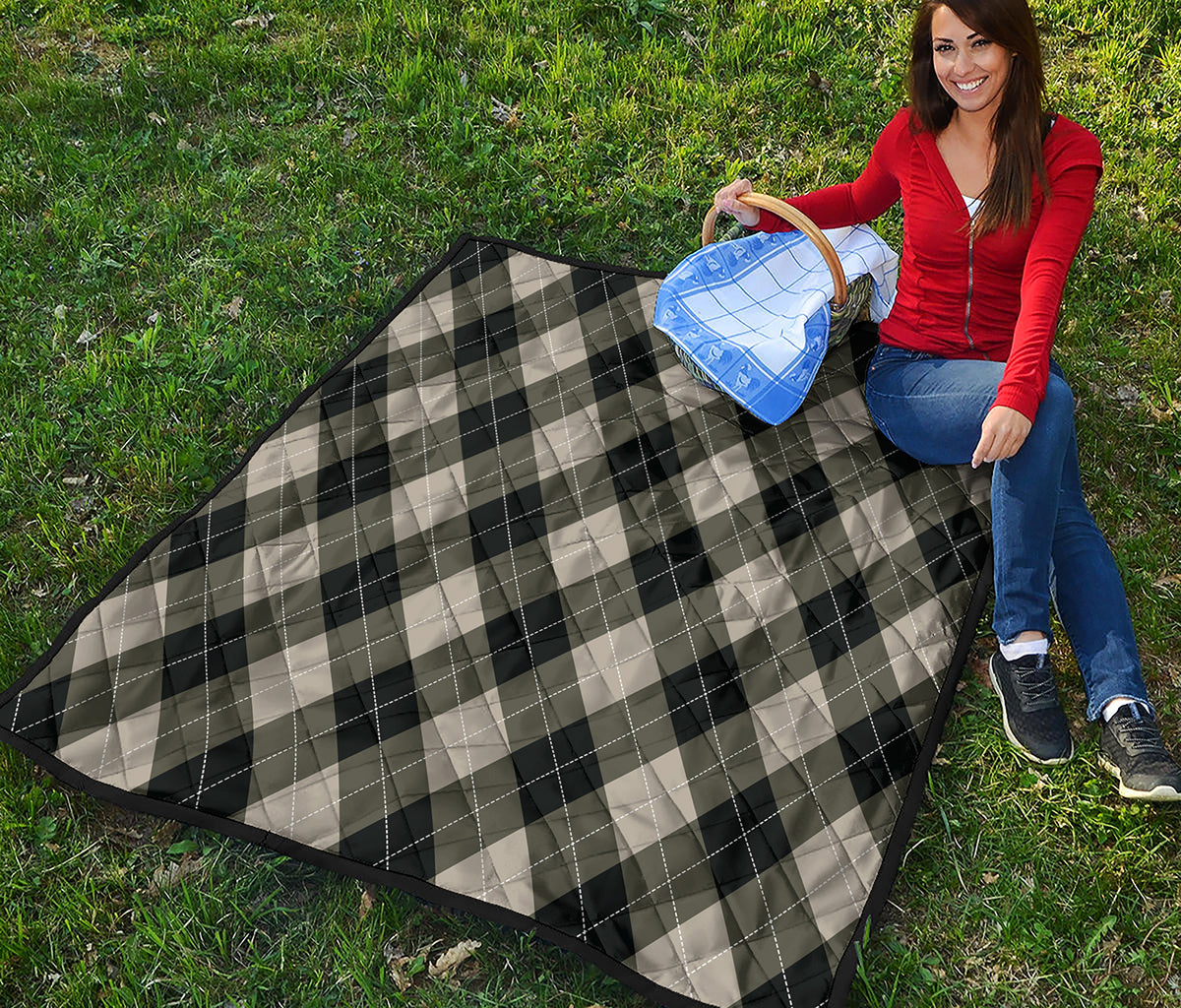 Diamond Shapes Argyle Pattern Print Quilt