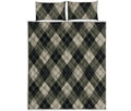 Diamond Shapes Argyle Pattern Print Quilt Bed Set