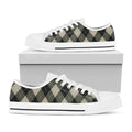 Diamond Shapes Argyle Pattern Print White Low Top Sneakers
