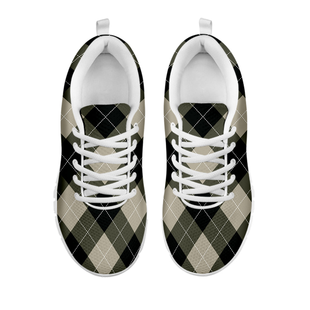 Diamond Shapes Argyle Pattern Print White Sneakers