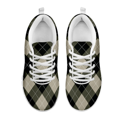 Diamond Shapes Argyle Pattern Print White Sneakers
