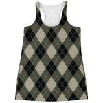 Diamond Shapes Argyle Pattern Print Women's Racerback Tank Top
