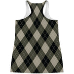 Diamond Shapes Argyle Pattern Print Women's Racerback Tank Top