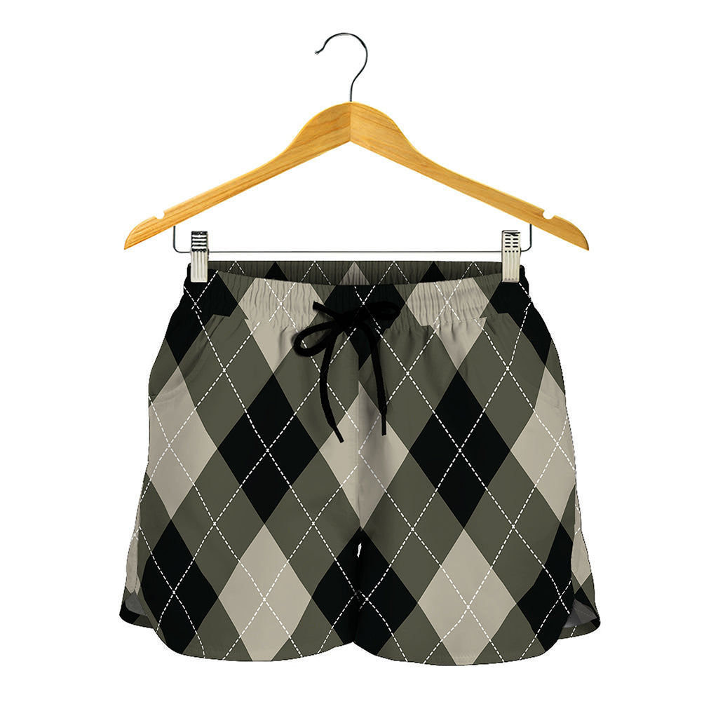 Diamond Shapes Argyle Pattern Print Women's Shorts