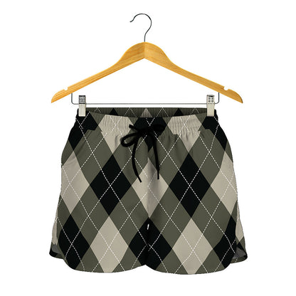 Diamond Shapes Argyle Pattern Print Women's Shorts