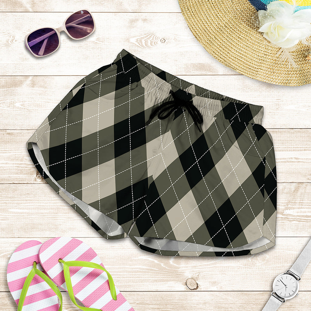 Diamond Shapes Argyle Pattern Print Women's Shorts