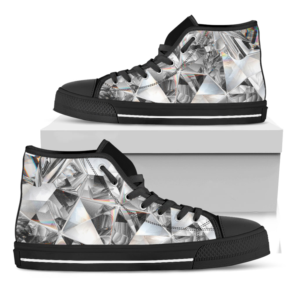 Diamond Texture Print Black High Top Shoes