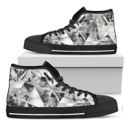 Diamond Texture Print Black High Top Shoes