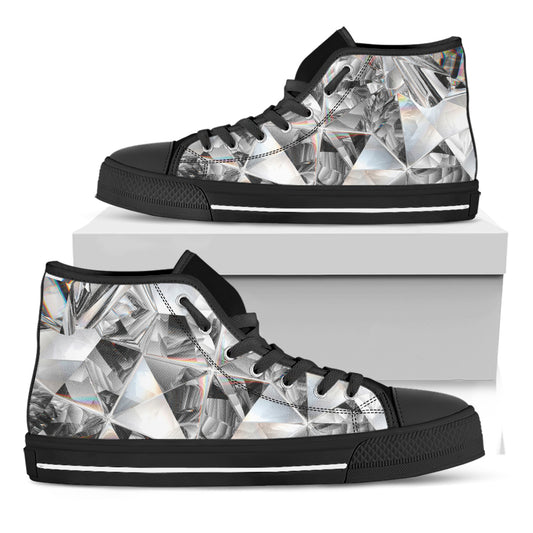 Diamond Texture Print Black High Top Shoes
